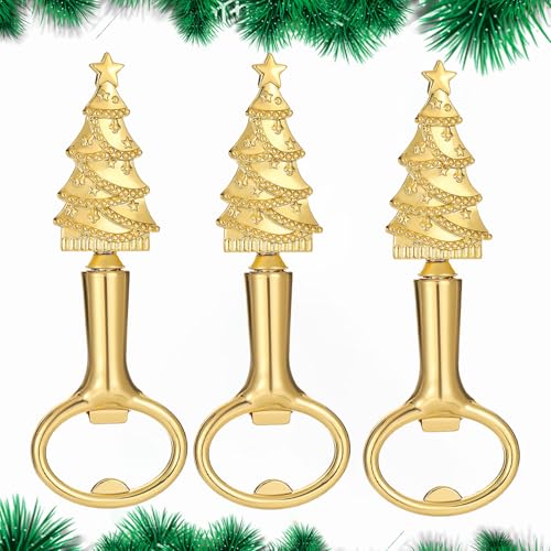 Christmas Tree Beer Bottle Opener Set of 3 - Holiday Kitchen Barware - Tree Design