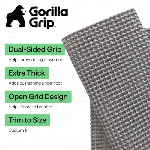 Gorilla Grip Non-Slip Rug Pad for Hardwood Floors, 2' x 6', Grey