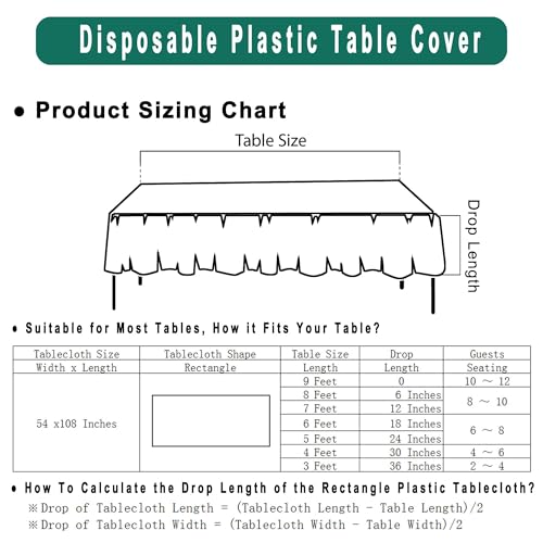 White Plastic Tablecloths 2 Pack - 54 x 108 Inch Disposable Covers for Events