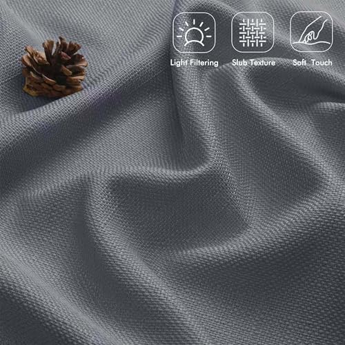 Dark Grey Faux Linen Valance Curtain, 60" W x 12" L - Light Filtering