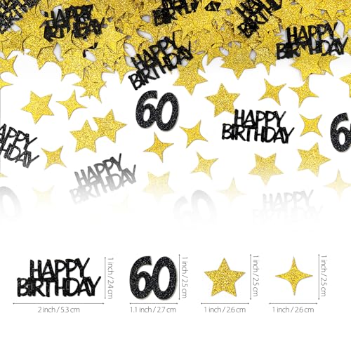 Black and Gold 60th Birthday Confetti - 170pcs Table Scatter