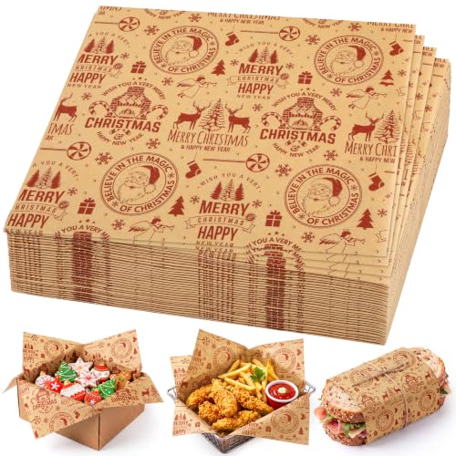 Christmas Wax Paper Sheets - Brown Reindeer Pattern, 150 Pack