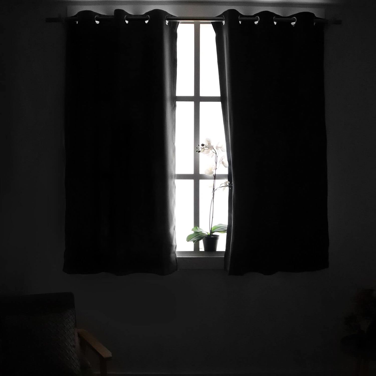 YoungsTex Blackout Curtains - Room Darkening Thermal Insulated Drapes, 63 Inch Long, Dark Grey, 2 Panels