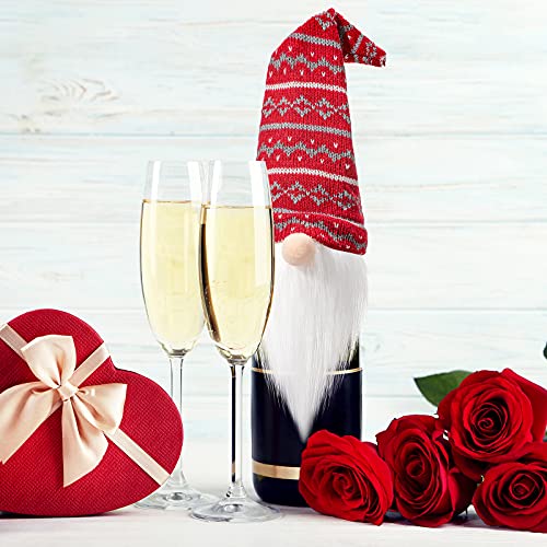 Honeydak 16 Pcs Christmas Gnome Wine Bottle Covers Knit Hat Party Decor
