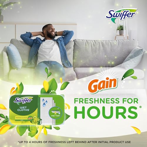 Swiffer Wet Mopping Cloths, Gain Scent Floor Cleaning Pads, 24 Count