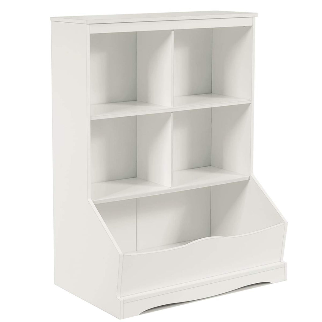 Giantex Storage Cabinet, Cubby Toy Organizer, 3 Shelf 4 Cube Units, Storage Bins Cubbies for Kids' Collections, Kids Bookshelf and Bookcase for Children Playroom Hallway Kindergarten School, White