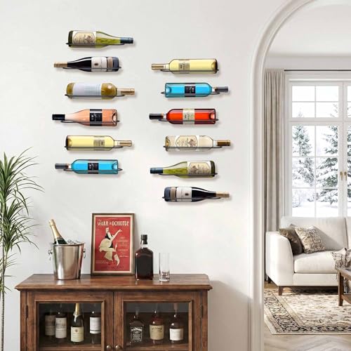 Wall Mounted Wine Rack – 2 Individual Bottle Holders for Home Bar Decor