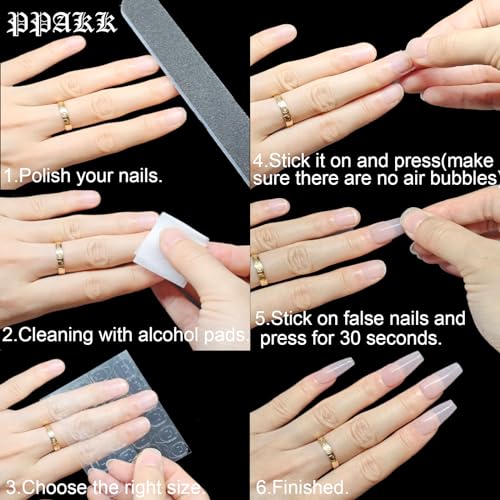 PPAKK 240pcs Nail Adhesive Tabs - Transparent Double-Sided Press-On Nail Glue Stickers