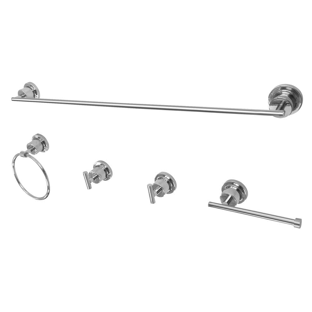Kingston Brass BAH8230478C Concord 5-Piece 30-Inch Towel Bar Bathroom Accessory Set in Polished Chrome