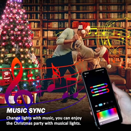 ASTRAEA 200 LED Christmas Tree String Lights Indoor Outdoor 6.6Ft Multi-Color with 24 Modes & Remote Control