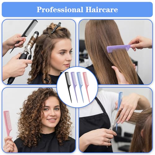 Mabor 4PCS Rat Tail Combs for Hair Styling, Parting & Teasing Set