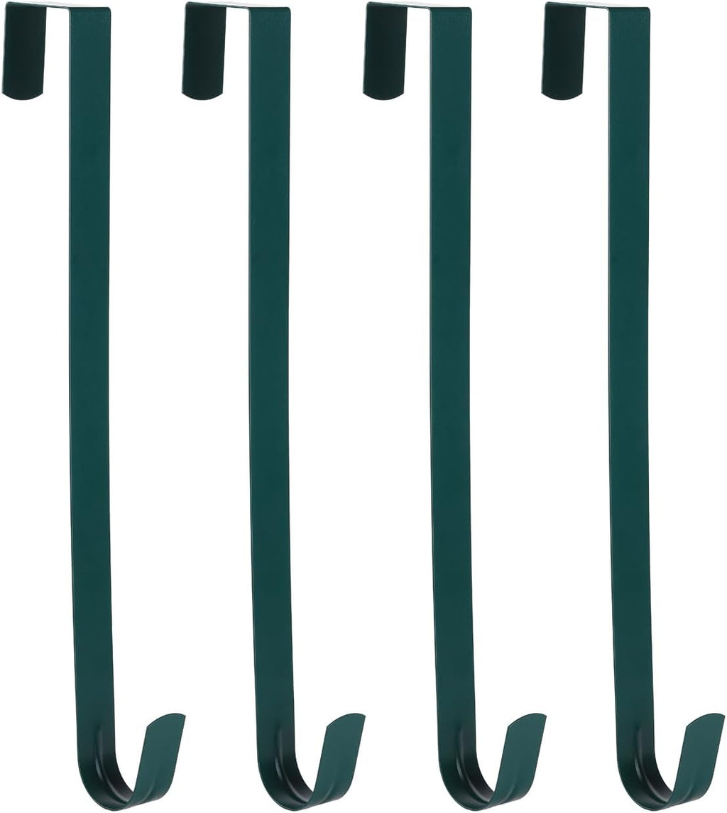 Sattiyrch 15" Wreath Hanger - Sturdy Steel Over The Door Hook for Front Door (Green, 4")