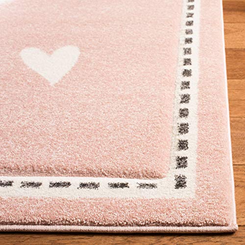 SAFAVIEH Carousel Kids Collection Accent Rug - 2' x 3', Pink & Ivory, Bunny Design, Non-Shedding & Easy Care, Ideal for High Traffic Areas for Boys & Girls in Playroom, Nursery, Bedroom (CRK166P)