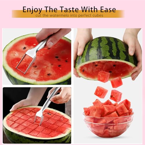 Yeabomy 2-in-1 Stainless Steel Watermelon Fork Slicer Tool