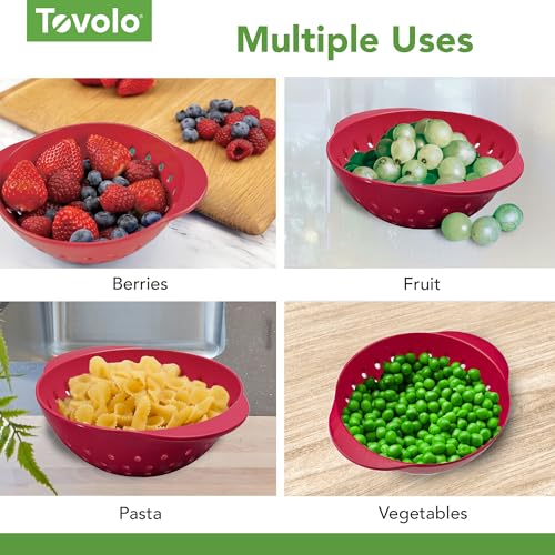 Tovolo Mini Berry Colander Strainer - Cayenne Red, BPA-Free