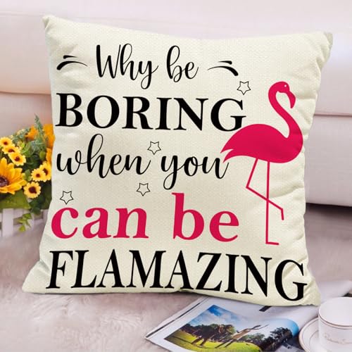 Summer Flamingo Throw Pillow Covers - Set of 4, 18x18 Inch