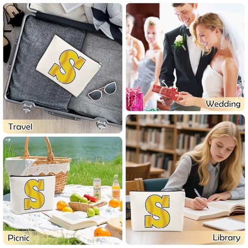 Mxrymvu Initial Canvas Makeup Bag Personalized Monogram Cosmetic Pouch