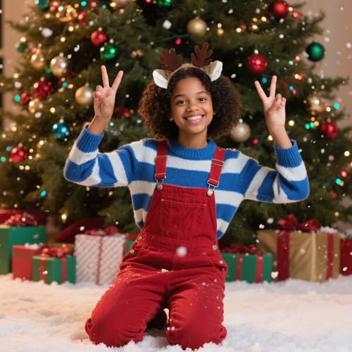 SuPoo Reindeer Antlers Headband Plush Fawn Ears Holiday Costume Hairband