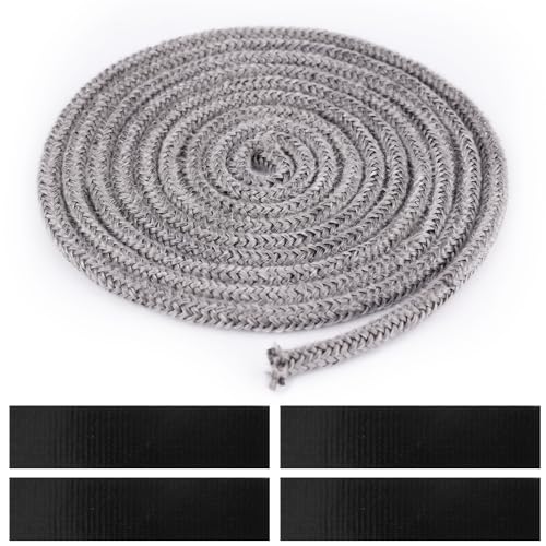 Fireproof Fiberglass Stove Rope Seal with 4 Joint Tapes - 6mm x 2.5m