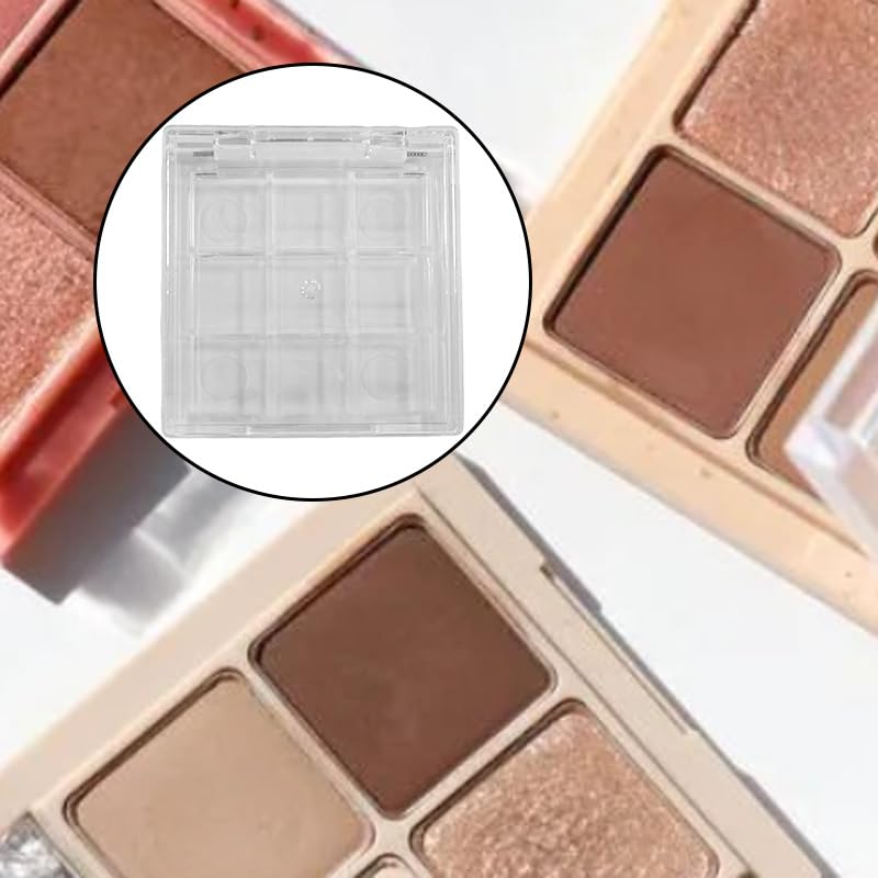 4-Pack 9-Grid Empty Makeup Palette Case - Clear Portable Cosmetic Organizer