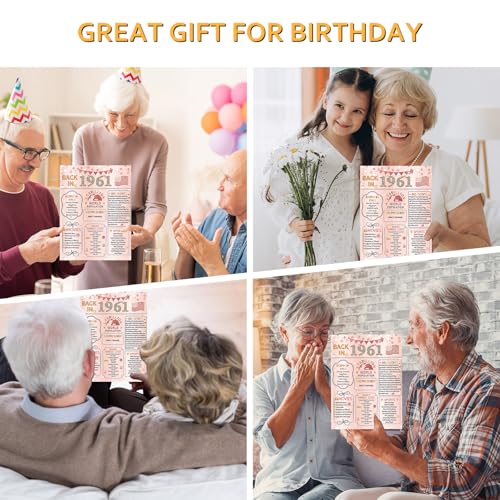 HOMANGA Rose Gold 1961-65 65th Birthday Card for Women with Envelope & Stickers