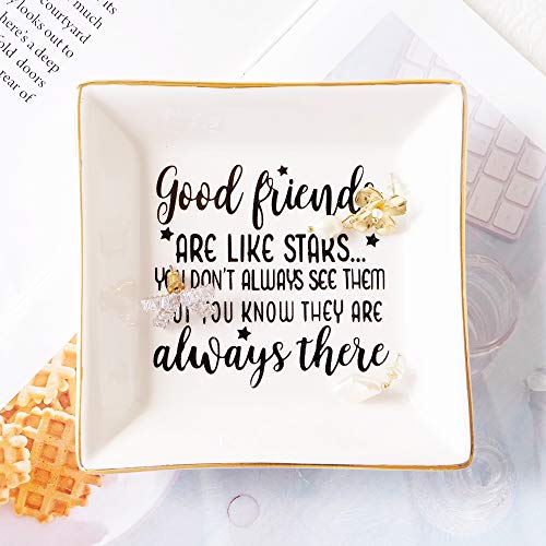 PUDDING CABIN White Ring Dish - Good Friends Are Like Stars