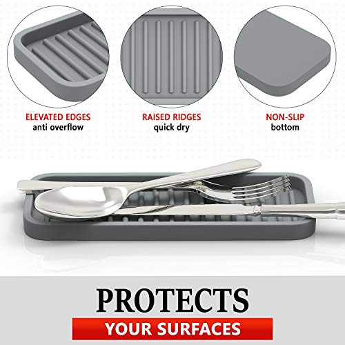 Gray Silicone Kitchen Sink Caddy & Sponge Holder - 2 Pack, Bathroom & Kitchen Organizer