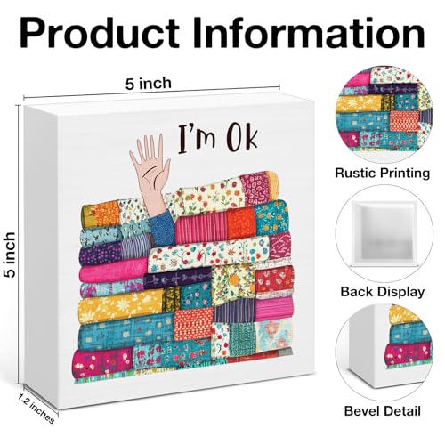 Funny Sewing Decor Wooden Sign - 5x5 Inch Box Sign for Quilters & Crafters