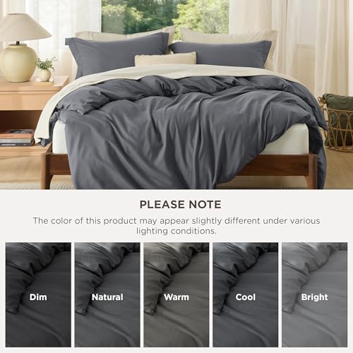 Bedsure King Size Duvet Cover Set Dark Grey 3-Piece Ultra Soft Microfiber