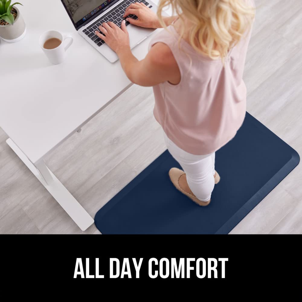 GORILLA GRIP Comfortable Cushioned Kitchen Mats for Floor, 39x20, Waterproof and Stain Resistant Soft Top, 3/4 Inch Thick Ergonomic Standing Desk Anti Fatigue Mat, Foam Supports Ankles and Feet, Navy