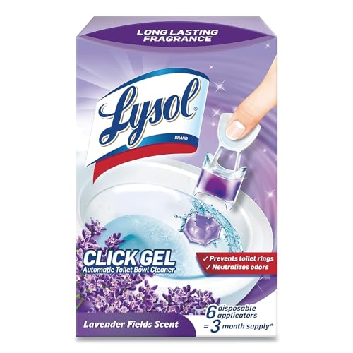 Lysol Click Gel Toilet Bowl Cleaner Lavender 6 Count - Automatic, Long-Lasting Freshness, Touch-Free Application