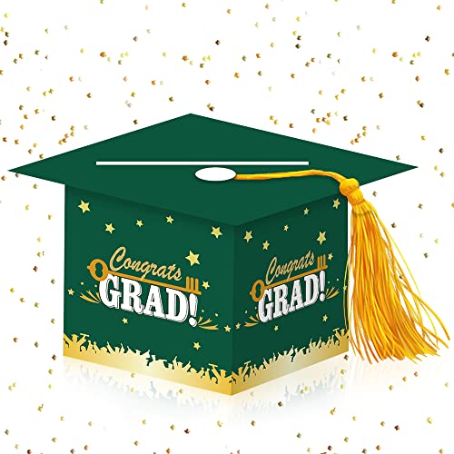 Green Graduation Card Box Holder with Tassel - Congrats Grad Decor