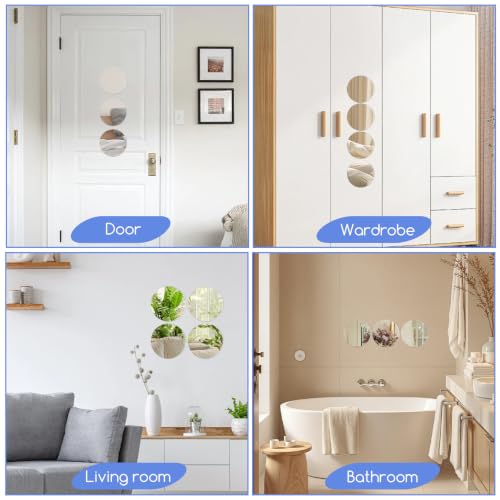 Self-Adhesive Acrylic Wall Mirror Stickers - 10 Pack, 6x6 Inches Home Decor