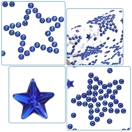 Macuezu 6 Sheets Self-Adhesive Face Gems Star Rhinestone Stickers