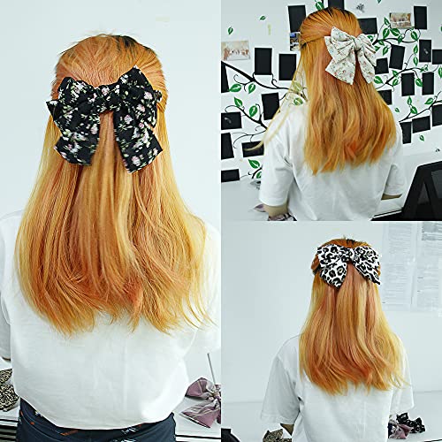 Shinon 8 Inch Satin Big Bow Hair Barrette with French Clip