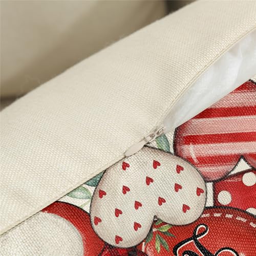 Valentine's Day Pillow Covers Set of 4 - Heart & Flower Design