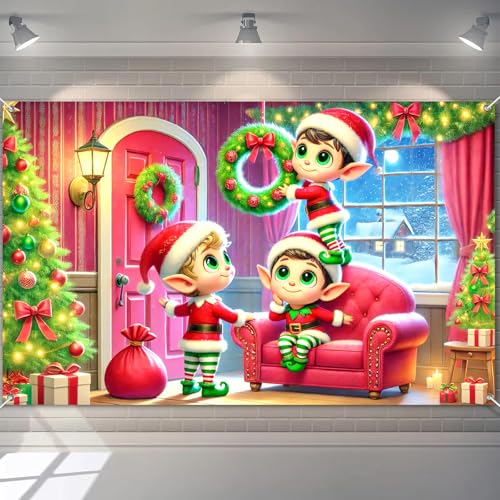 BlissYard Christmas Fireplace Backdrop 71x43 in Holiday Wall Banner