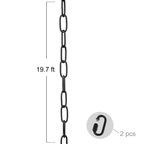 LNC 19-Feet Pendant Lighting Fixtures Chains, Ceiling Extra Loop Extension for Chandelier, 2 Buckles, Black