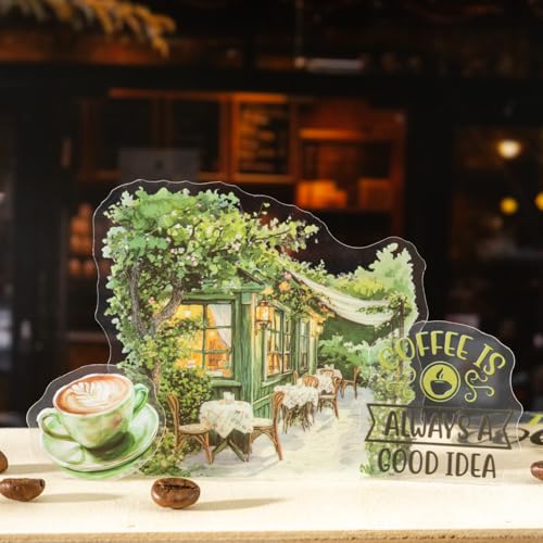 TIAMECH Cafe Coffee PET Stickers 150 Pcs Waterproof Journaling Ephemera