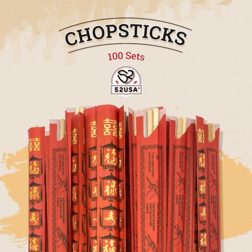 Premium Disposable Bamboo Chopsticks - 100 Sets, 9" Long