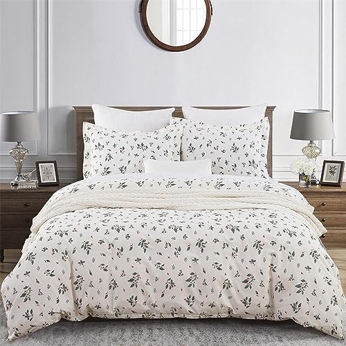 Christmas Holiday Cotton Pillow Shams Set - Farmhouse Holly Berries Pattern 20x26 Inches, Pack of 2 - Pattern 21#