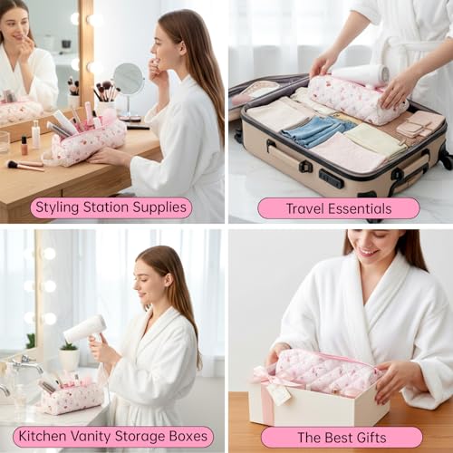 Pink Quilted Hair Tool Travel Bag for Hair Dryer and Curling Iron