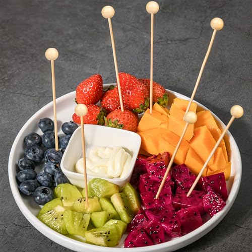 300Pcs Wooden Ball Cocktail Picks - Eco-Friendly Bamboo Appetizer Skewers