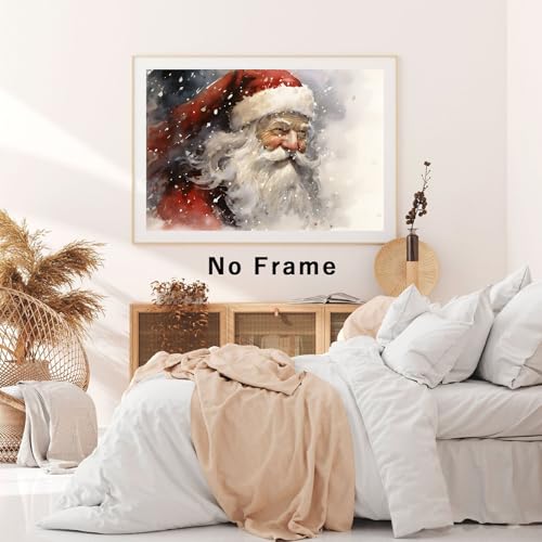 Vintage Santa Claus Canvas Wall Art 16x24 Inch Christmas Poster