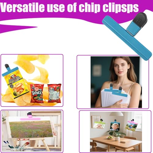 Prinxse 6-Pack Heavy Duty Food Bag Clips - Large Airtight Sealing Clips