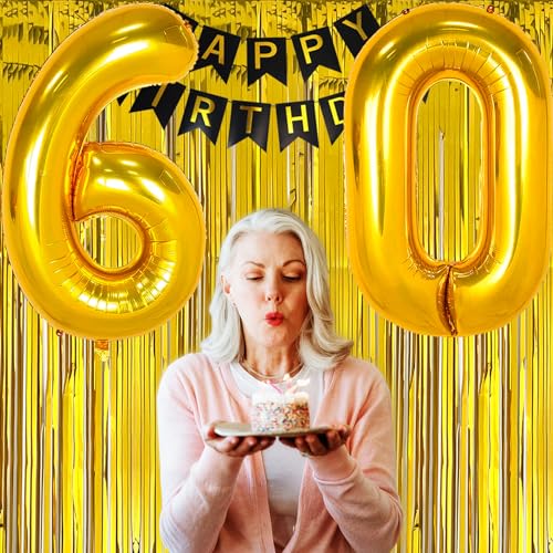 42 Inch Gold Number 60 Balloon - 60th Birthday Party Decoration