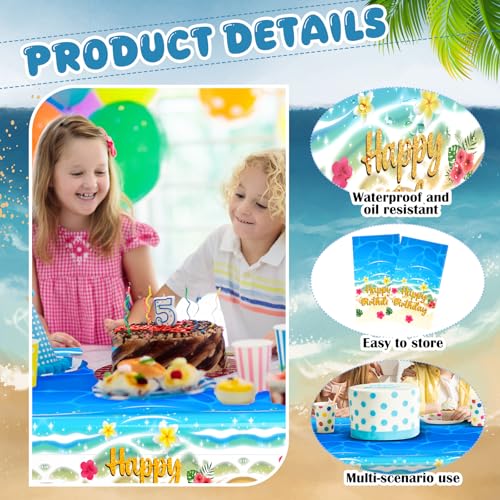 Hawaiian Luau Tablecloths - 2 Pack, 54x108 Inch Plastic Covers