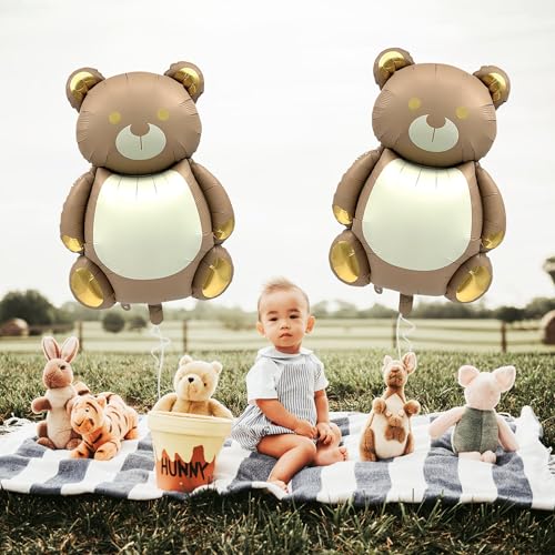 35-Inch Gold Bear Foil Balloons - 2 Pack for Baby Showers & Parties