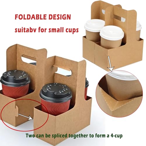 20 Pack Kraft Paper Drink Carrier - 2-Cup Disposable To-Go Holder