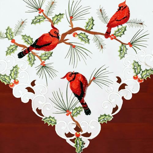 Simhomsen Embroidered Square Tablecloth 34 x 34 Inches Holiday Decor - Set of 1